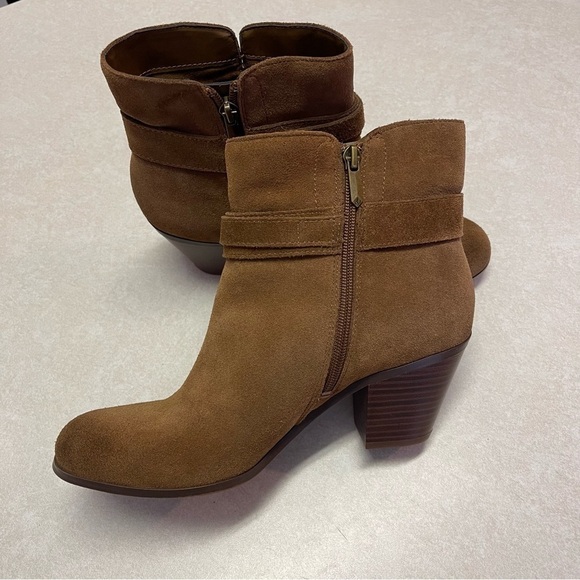 Sam Edelman Lynne Block Heel Boots Western Short Buckle Brown Suede Size 10M - Picture 5 of 10